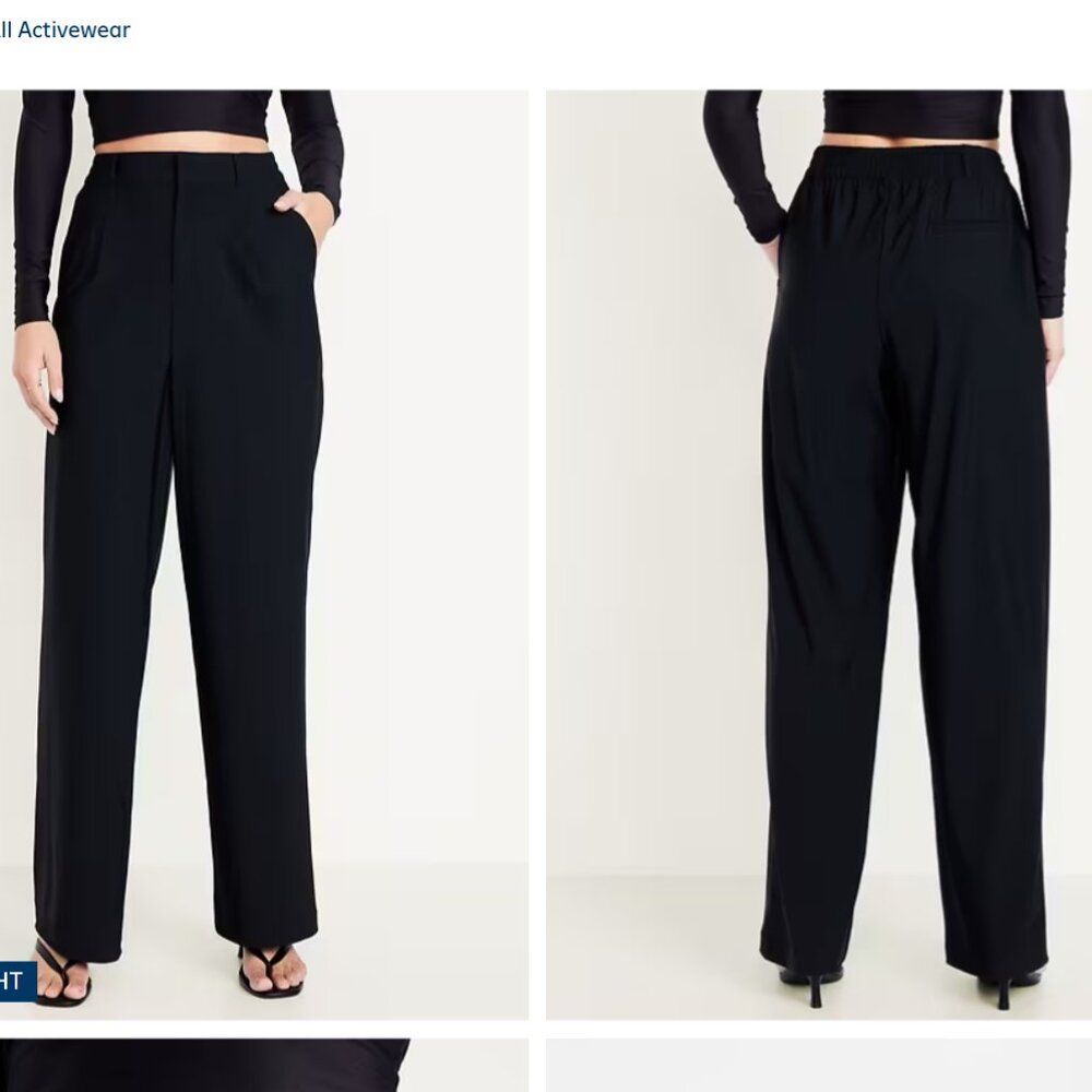 NWT Old Navy Black High Waisted SleekTech Trouser Pants Medium